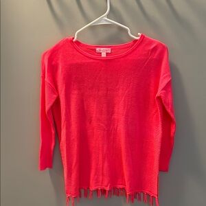 Girls Lily Pulitzer Coral Fringe Sweater